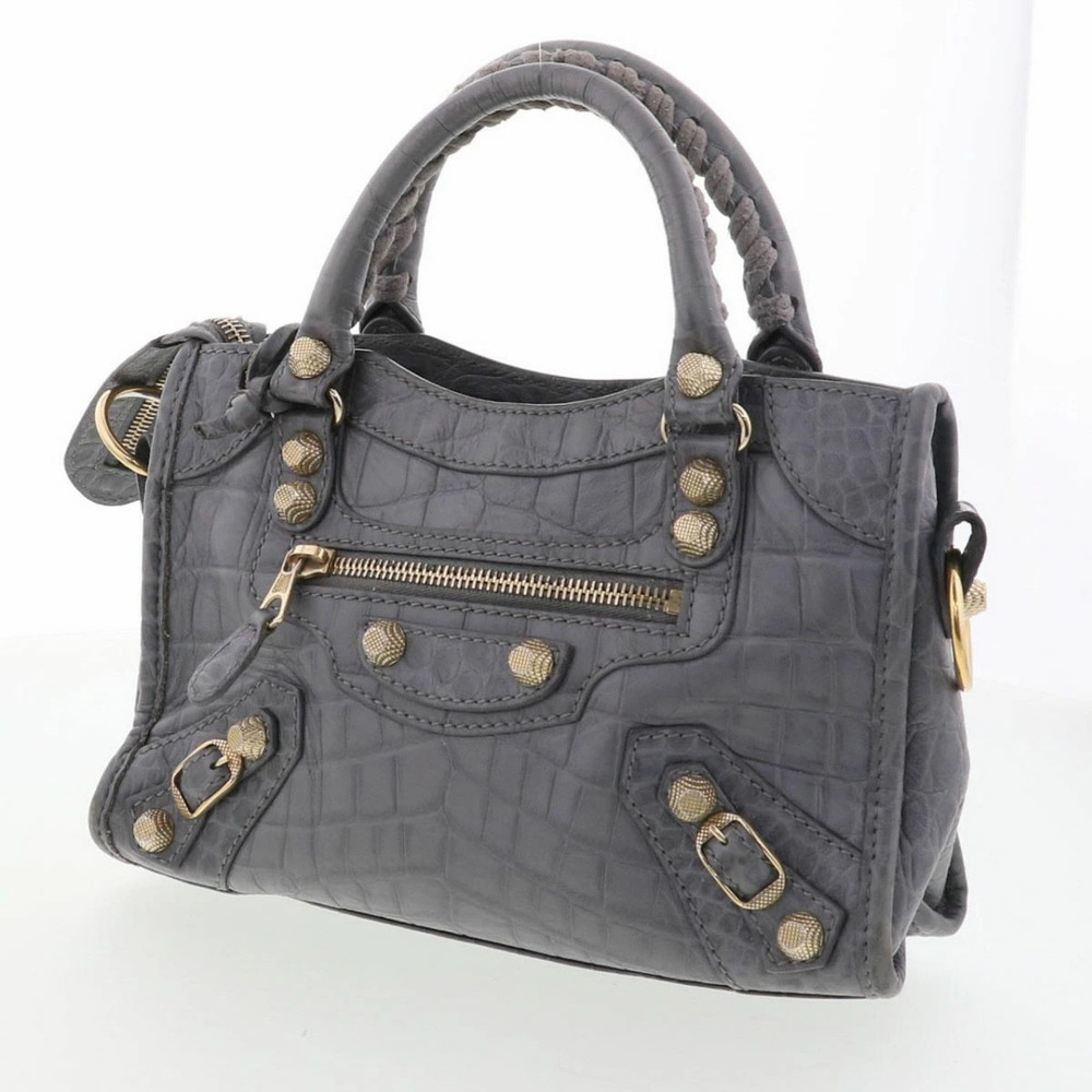 Balenciaga City Shoulder Gray Bag Leather